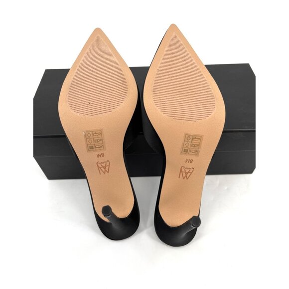 AAJ by Aminah Aviva Heart Mule Pumps Size 8M Black Microfiber Fabric Pointed Toe - Picture 12 of 16